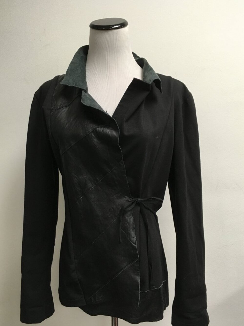 Ivan Grundahl blazer wrap leather mixed media jacket S